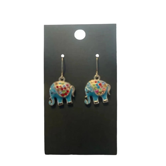 ELEPHANT MULTIPLE COLOR SPARKLE EARRINGS - Picture 1 of 2
